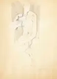 Hans Burkhardt, Sitting figure, 1964, pencil and pastel on paper