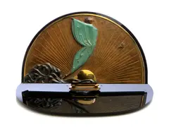 Erté, Transcendence, 1984, Polychrome bronze table mirror with swivel base