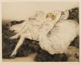 White Underwear (H., C. & I. 247) by Louis Icart, 1925, Etching and aquatint with touches of handcoloring on wove paper, offered Oct 2012