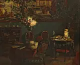 French School, An interior of a study, oil on canvas