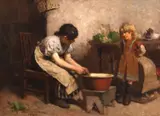Rsa Robert McGregor, A lesson in cooking, oil on canvas