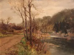 Arthur Edward Blackmore, Path by an icy river, 1903, oil on canvas