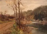 Arthur Edward Blackmore, Path by an icy river, 1903, oil on canvas