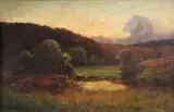 Richard Norris Brooke, A pond with rolling hills beyond, oil on canvas