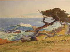 Carmel coast by Ferdinand Burgdorff, 1931, oil on panel, offered Sep 2012