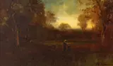 Benigino Yamero Ruiz, Two figures in a clearing, oil on canvas