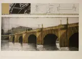 Christo, The Pont Neuf Wrapped, Project for Paris, I, 1985, Color offset lithograph on heavy wove paper