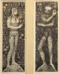 Eve Tentee; Adam En Attente by June Wayne, 1958, Two color lithographs on laid paper, each signed in pencil, sold Sep 2012