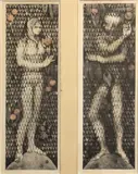 June Wayne, Eve Tentee; Adam En Attente, 1958, Two color lithographs on laid paper, each signed in pencil