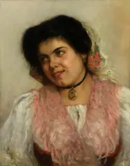 Franz Leo Ruben, A portrait of a young woman, bust-length, oil on canvas