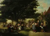 S. Slader, A village celebration, oil on canvas