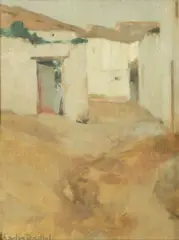 Charles Reiffel, Village scene, oil on canvas affixed to board