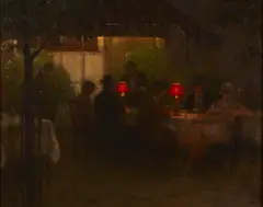 William Barr, Sidewalk Cafe, Paris, oil on canvas