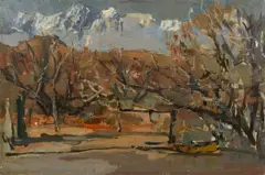 Si Chen Yuan, A mountainous landscape, oil on board