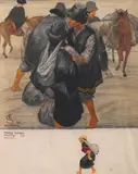 Carl Folke Sahlin, Indios Tierra, watercolor, pencil, and charcoal on paper