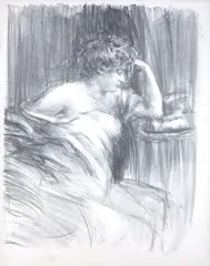 Albert de Belleroche, Meditation (Lili) (B. 58), 1904, Lithograph on wove paper