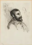 Le graveur V.-J. Roux-Champion (D.; S. 20) by Pierre-Auguste Renoir, c. 1908, Soft ground etching on pale blue laid paper, sold Sep 2012