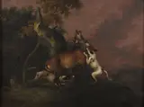 Wenzel Ignaz Brasch, Dogs with a stag, oil on canvas