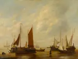 Dutch School, Fishing boats near the shore