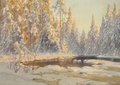 Anshelm Leonard Schultzberg, Winter in the forest, oil on canvas