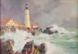Lighthouse at Balboa Island by Christian Karl Magnussen, oil on board, offered Aug 2012