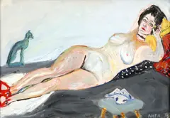 Natta Konysheva, Reclining nude, oil on canvas board