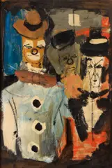 Three whimsical figures by Charles Levier, oil on canvas, sold Aug 2012