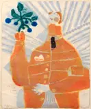 Théo Tobiasse, L'Homme á Habit Rouge, 1981, Aquatint and carborundum in colors on handmade paper