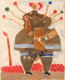 Théo Tobiasse, Femme Foraine, 1981, Aquatint and carborundum in colors with collage on handmade paper