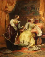 Cesare Auguste Detti, The royal audience, oil on panel