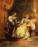 Cesare Auguste Detti, The royal audience, oil on panel