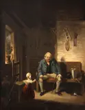 Grandfather's visit by English School, oil on panel, sold Aug 2012