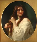 French School, A young beauty, oil on canvas