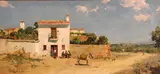 Ernesto Gutiérrez, Outside a Spanish inn, oil on canvas