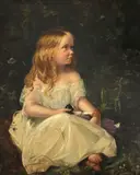 Ri Charles James Lewis, A young girl with her doll, oil on canvas