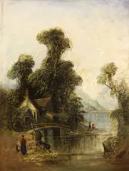 Joseph Paul, A river scene with figures; and also a companion painting (a pair)