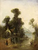 Joseph Paul, A river scene with figures; and also a companion painting (a pair)