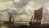 Bonaventura Peeters the Elder, Boats off the Dutch coast, oil on panel
