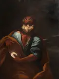 Roman School, A male saint holding a bowl, oil on canvas