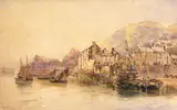 John Squire, Polperro, Cornwall, watercolor over pencil heightened with white
