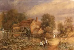 W. Taunton, A river scene with an undershot mill; A view of Tintern Abbey (2), first pencil and watercolor heightened with white; second pencil and watercolor