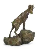 American School, Horned ram, bronze with green patina