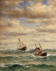 William A. Coulter, In tow, oil on canvas board