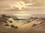 Nels Hagerup, Sand dunes at sunset, oil on canvas