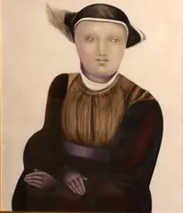 Carmen Aldunate, Portrait of woman, 1976, graphite, pastel, charcoal and oil on paper
