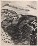 Marc Chagall, Le Loup devenu berger,  from Les Fables de la Fontaine (V. 122; C. bk 22), 1927-30, Etching on Rives paper
