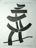 Jim Forsberg, Temple, 1956, Woodcut on Japanese paper