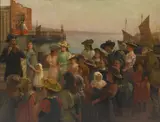 William Barr, Punch and Judy show, oil on canvas
