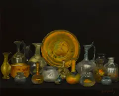 Henry Alexander, Still life with Phoenician glass, oil on canvas