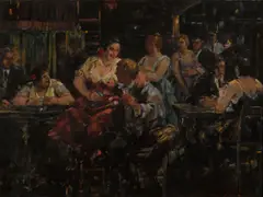 Frank J. Van Sloun, A boisterous bar, 1937, oil on paperboard